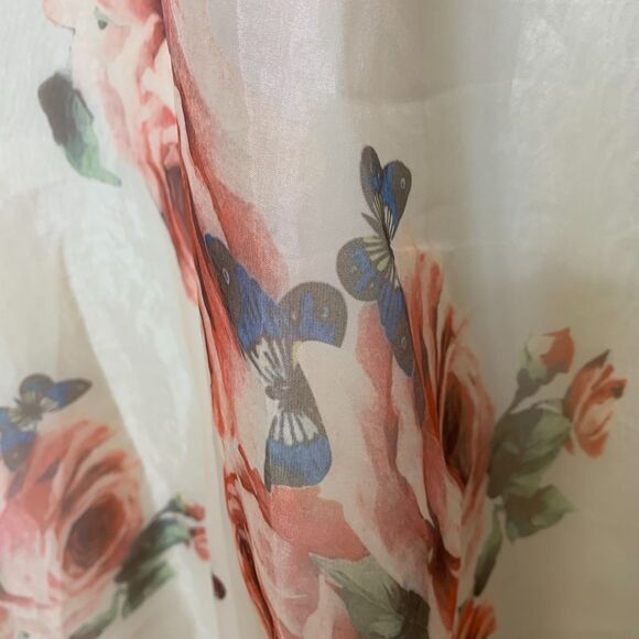 Womens Retro Romantic Floral Burgundy Crochet Lace Fitted Bodice Dress Medium - Picture 2 of 13